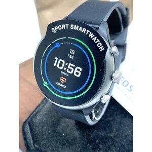 Fossil Women's Watch FTW6024 Smartwatch Aluminum Gray Black Rubber Band 41mm